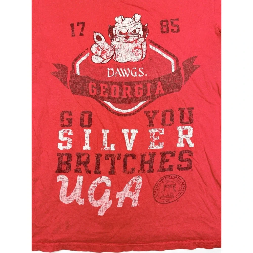 UGA Georgia Bulldogs Youth XL Red Go You Silver Britches‎ Soffe T-Shirt